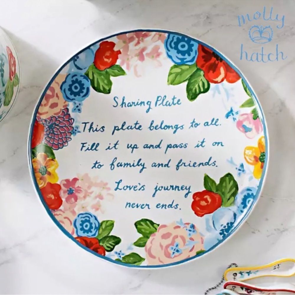 NWT Molly Hatch Sharing Plate 10.5” Ceramic Floral Decorative Plate New in Box